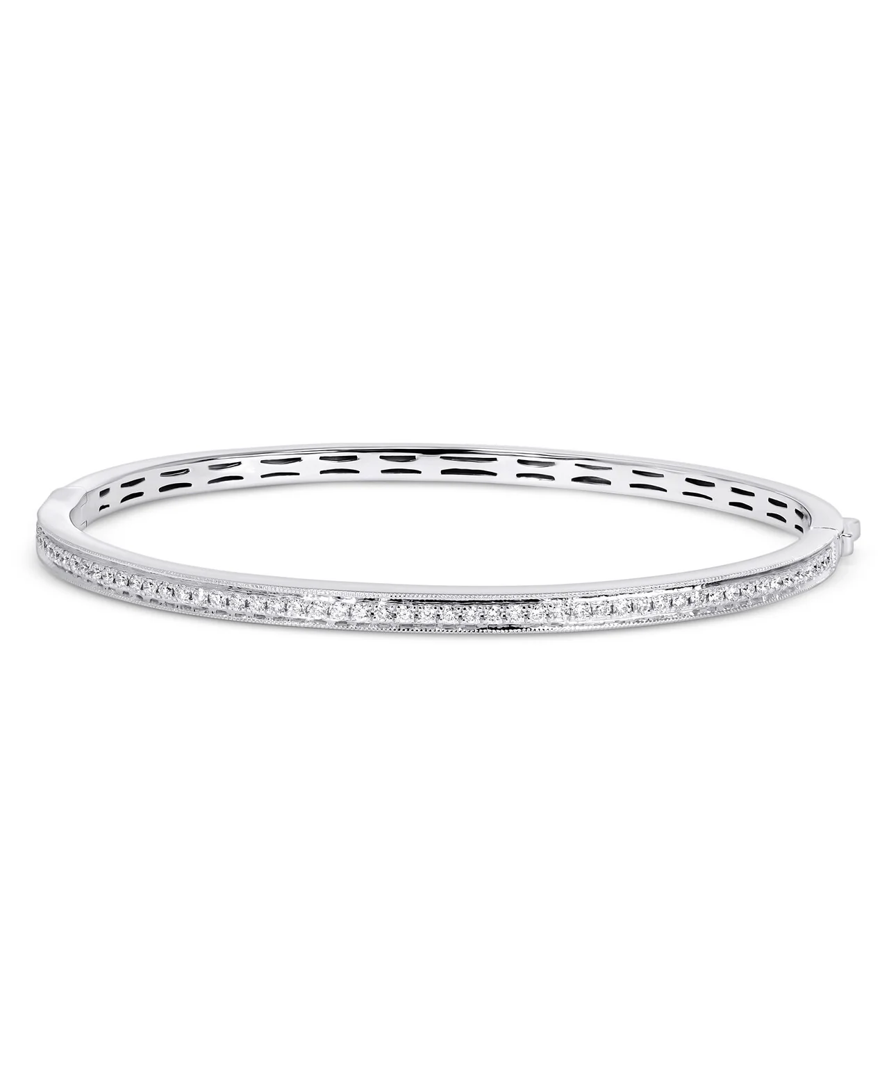 14K White Gold Lab Grown Diamond 5/8 Ct Bangle Bracelet with IGI Certificate - Image 3