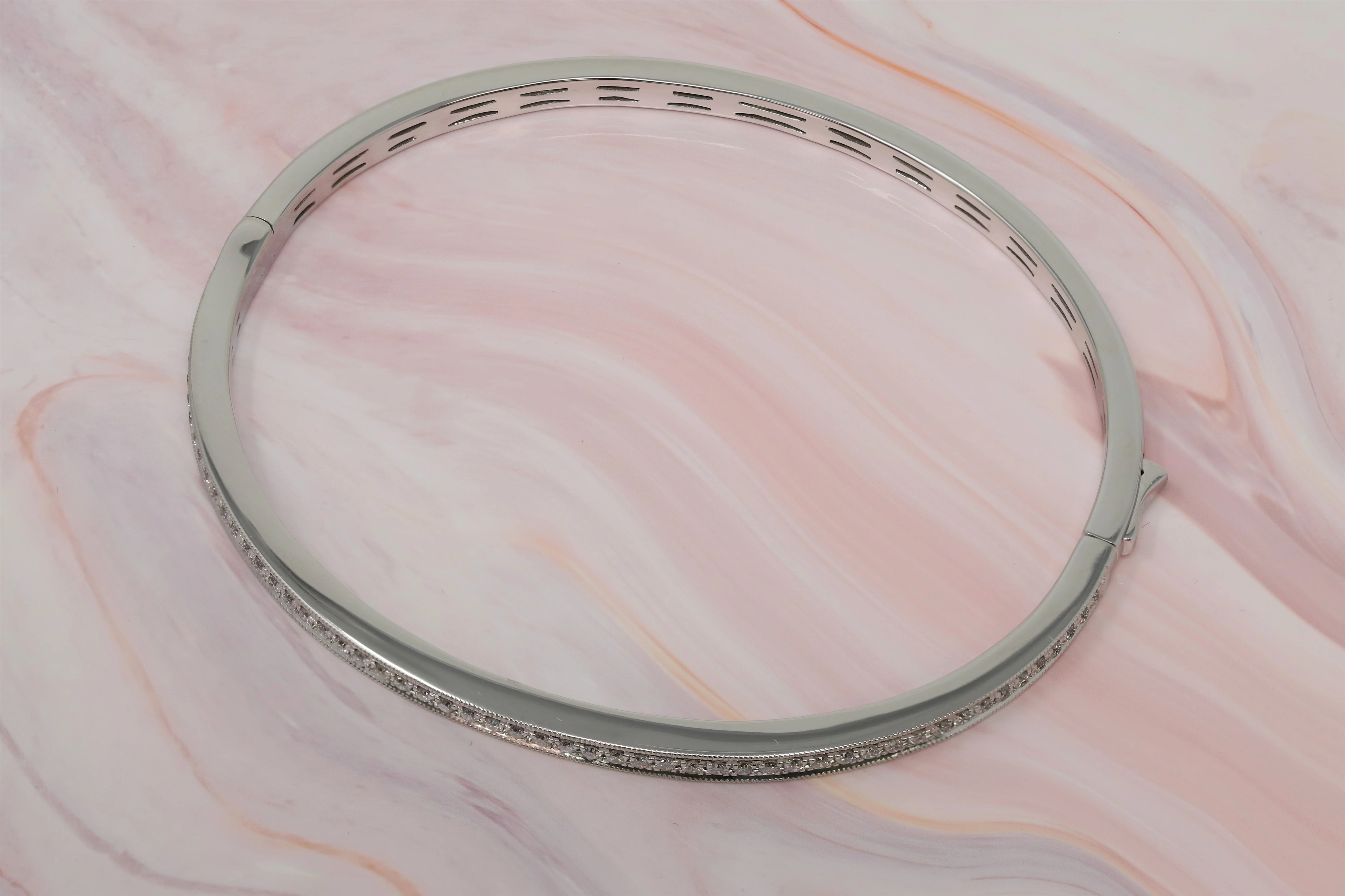14K White Gold Lab Grown Diamond 5/8 Ct Bangle Bracelet with IGI Certificate - Image 4