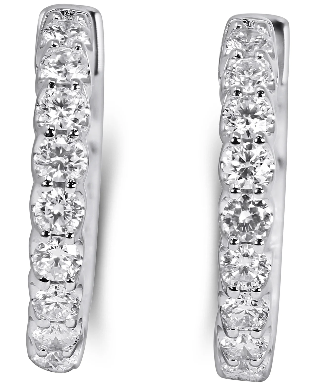 14K White Gold Lab Grown Diamond 1-3/8 Ct Hoop Earrings.  IGI Certified  G-H  VS1-VS2, 1.5cm Diameter - Image 3