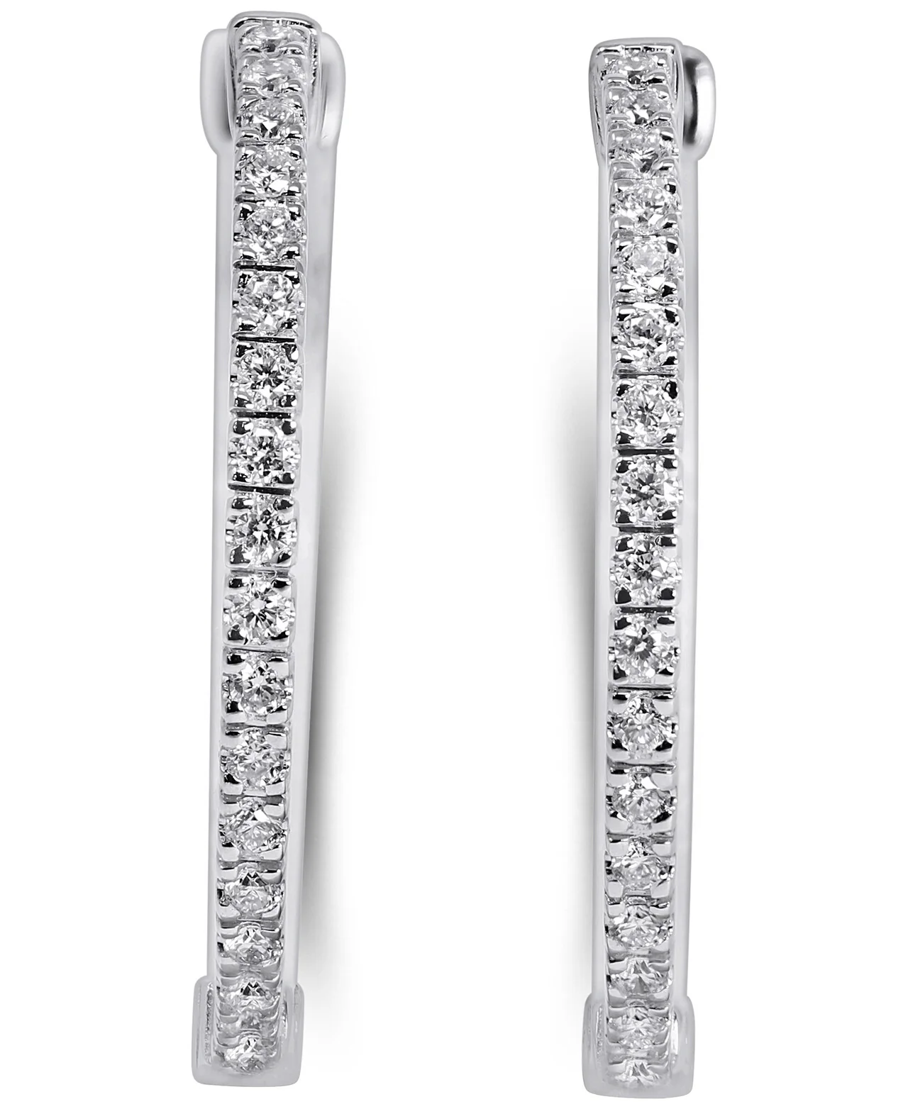 14K White Gold Lab Grown Diamond 1/2 Ct Inside Out Hoop Earrings, 2cm Diameter with IGI Certificate - Image 3