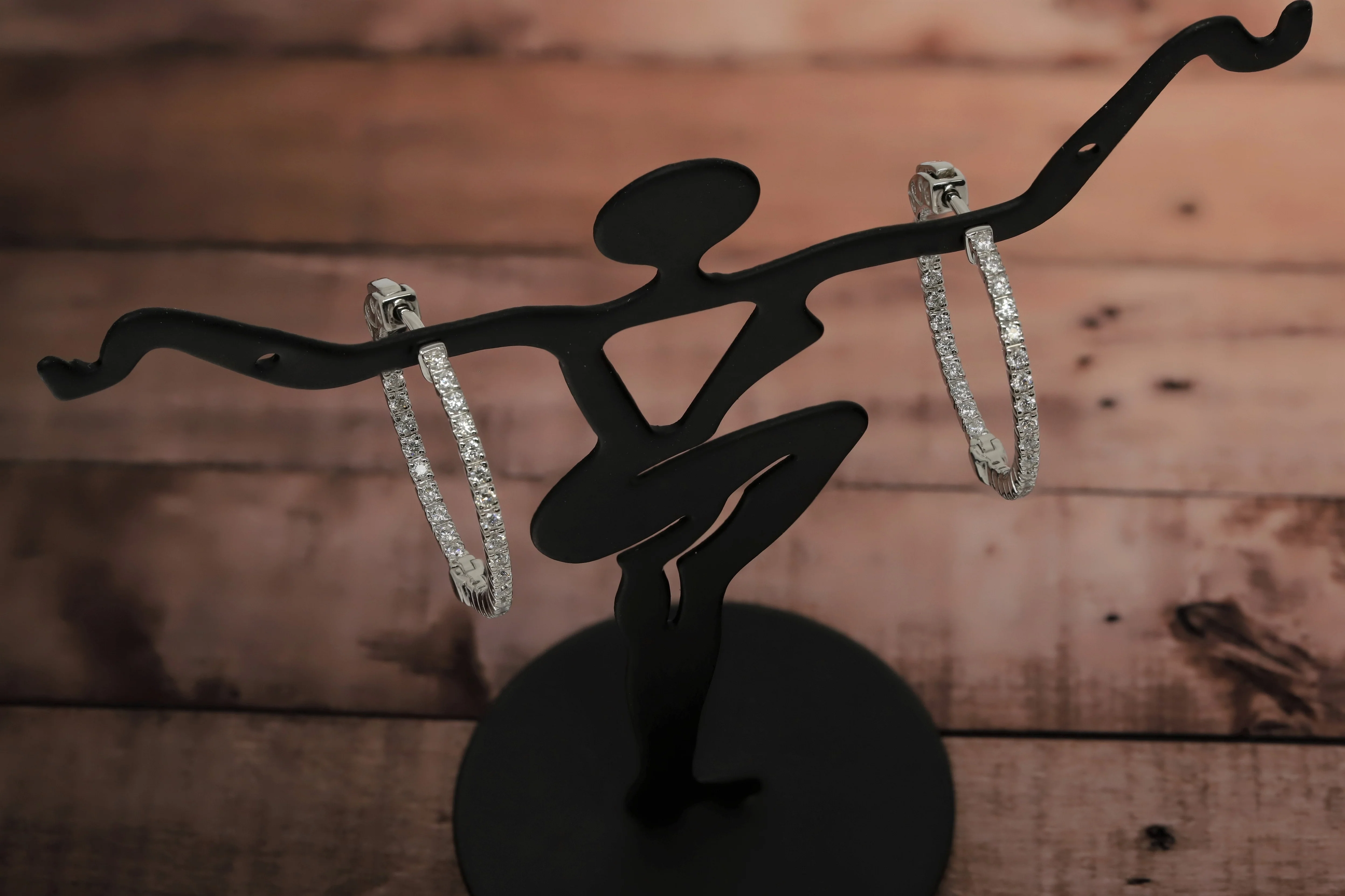 14K White Gold Lab Grown Diamond 1/2 Ct Inside Out Hoop Earrings, 2cm Diameter with IGI Certificate - Image 6