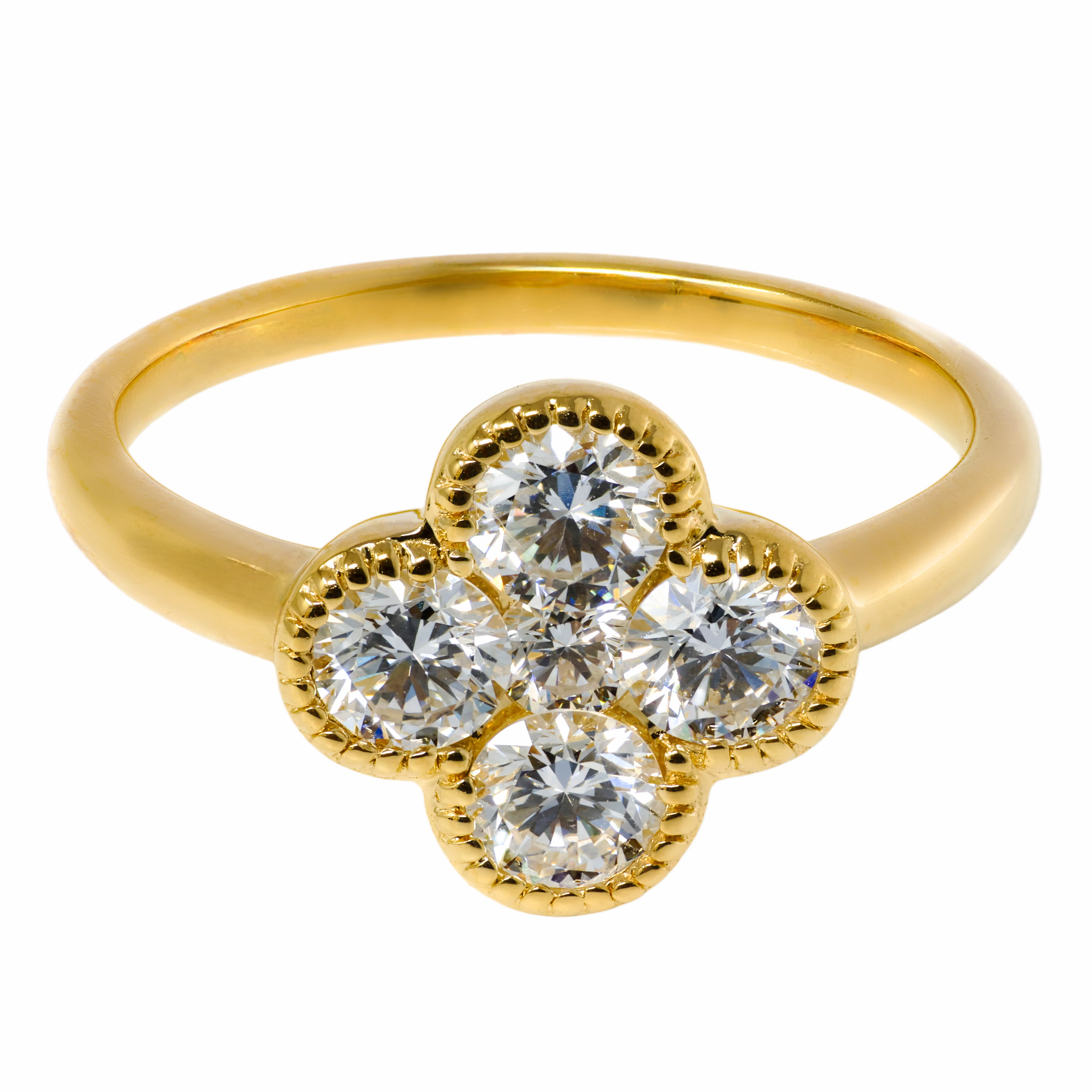 14K Solid Gold Lab Grown Diamond 1.06 Ct Four Leaf Clover Ring. Size 7 - Image 3