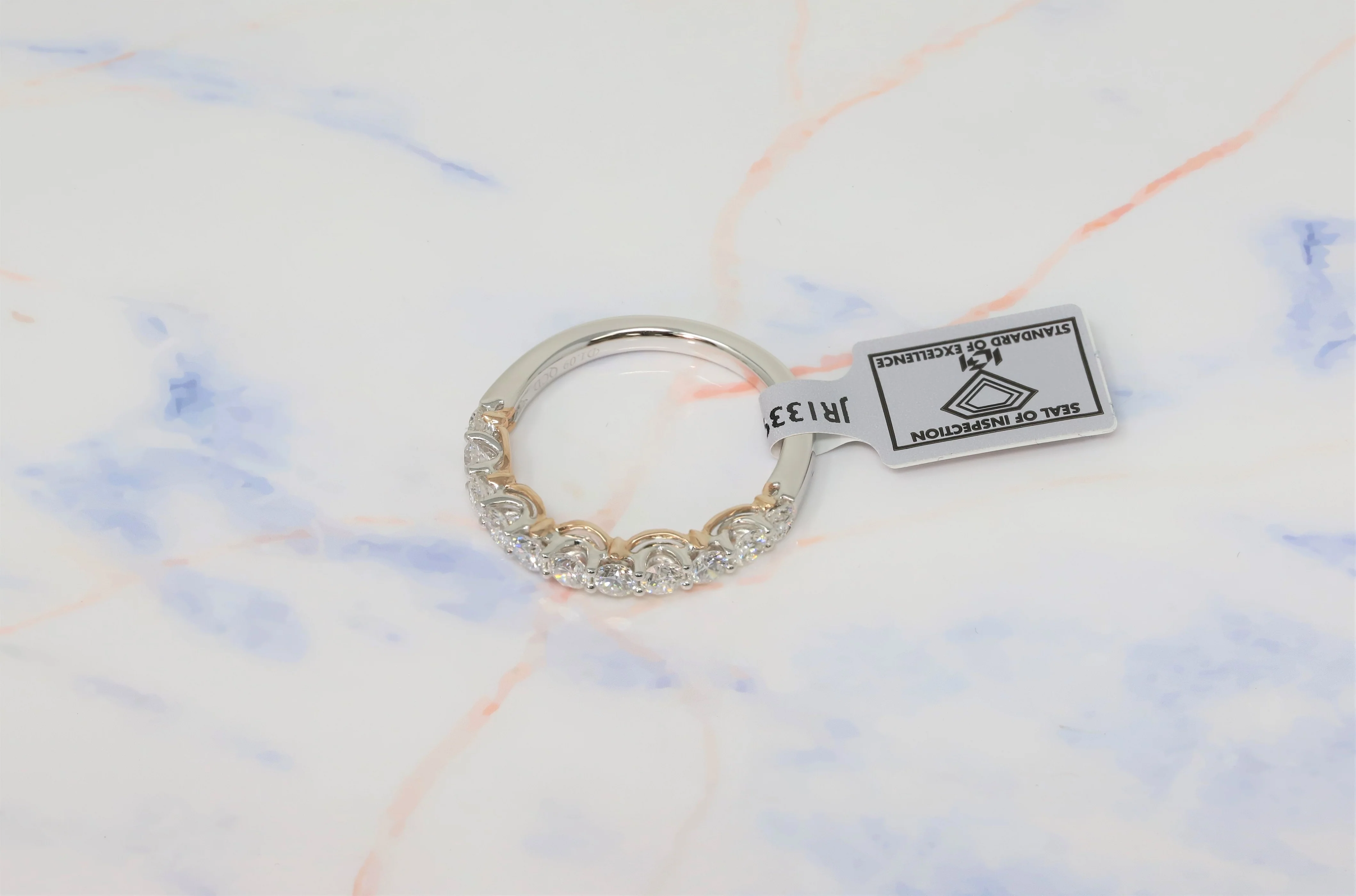 14K Two Tone White and Rose Gold Lab Grown Diamond 1-1/10 Ct Band Ring. G-H Color VS1-VS2 Clarity - Image 3