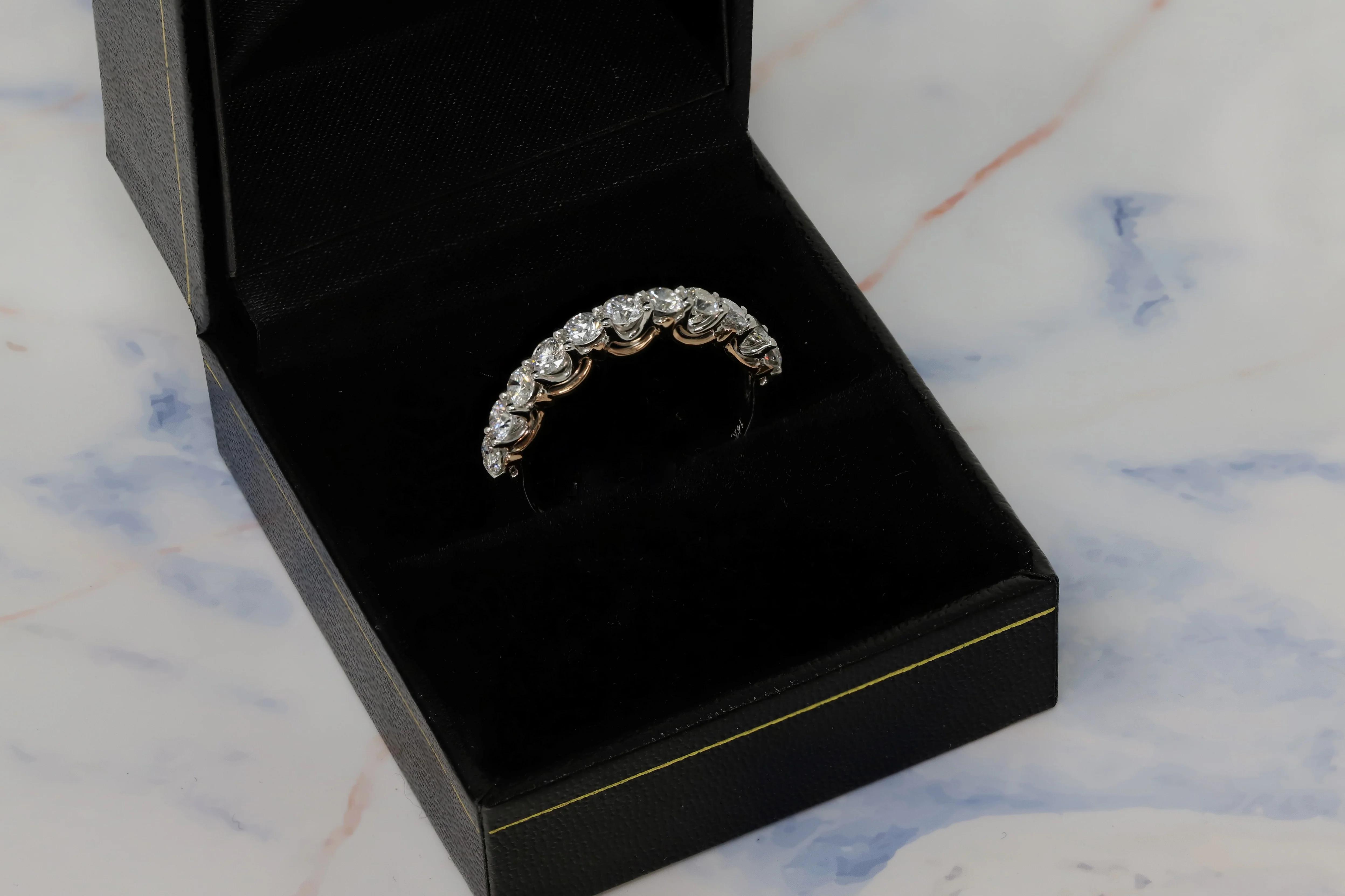 14K Two Tone White and Rose Gold Lab Grown Diamond 1-1/10 Ct Band Ring. G-H Color VS1-VS2 Clarity - Image 5