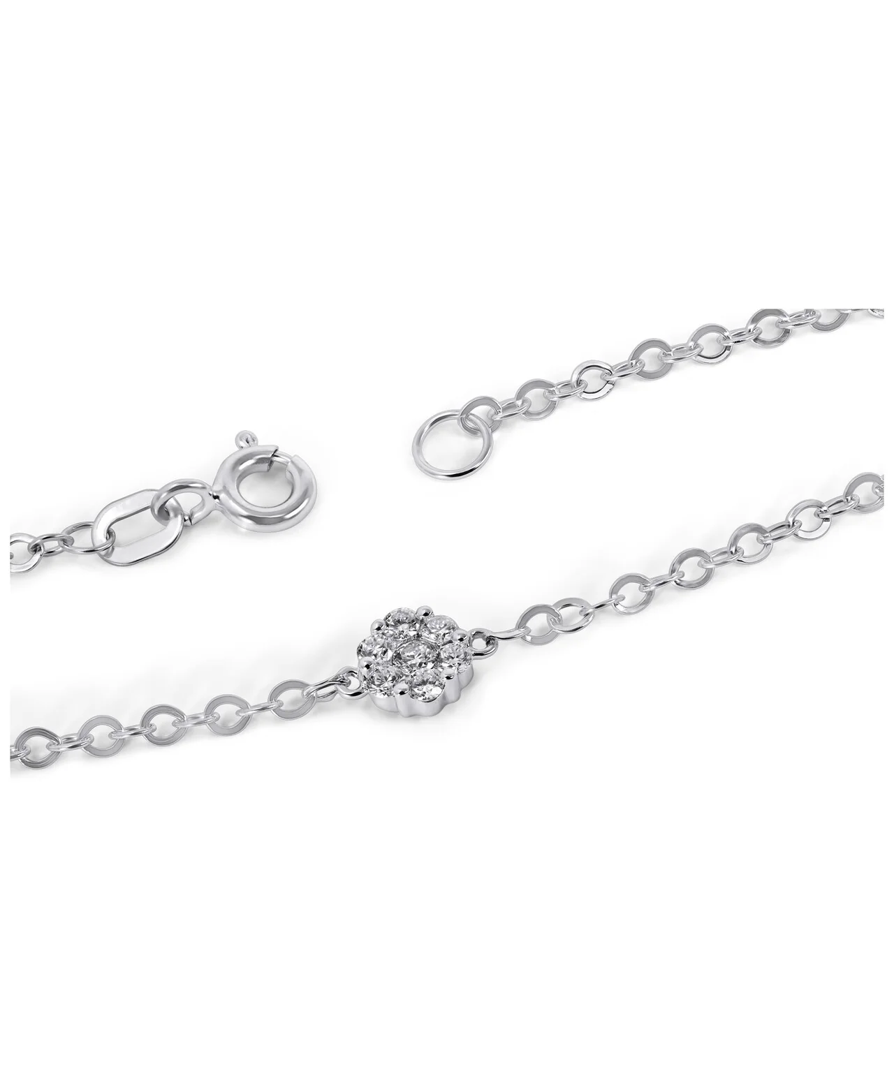14K White Gold Lab Grown Diamond 1/5 Ct Flower Bracelet with IGI Certificate - Image 2