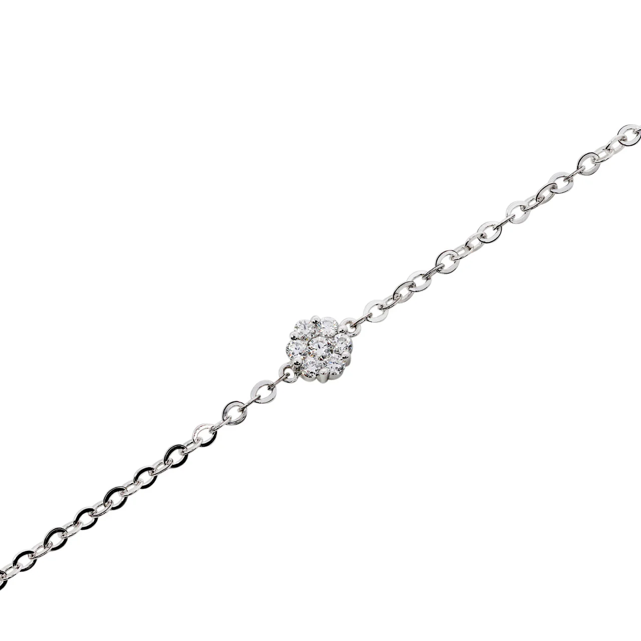 14K White Gold Lab Grown Diamond 1/5 Ct Flower Bracelet with IGI Certificate - Image 3