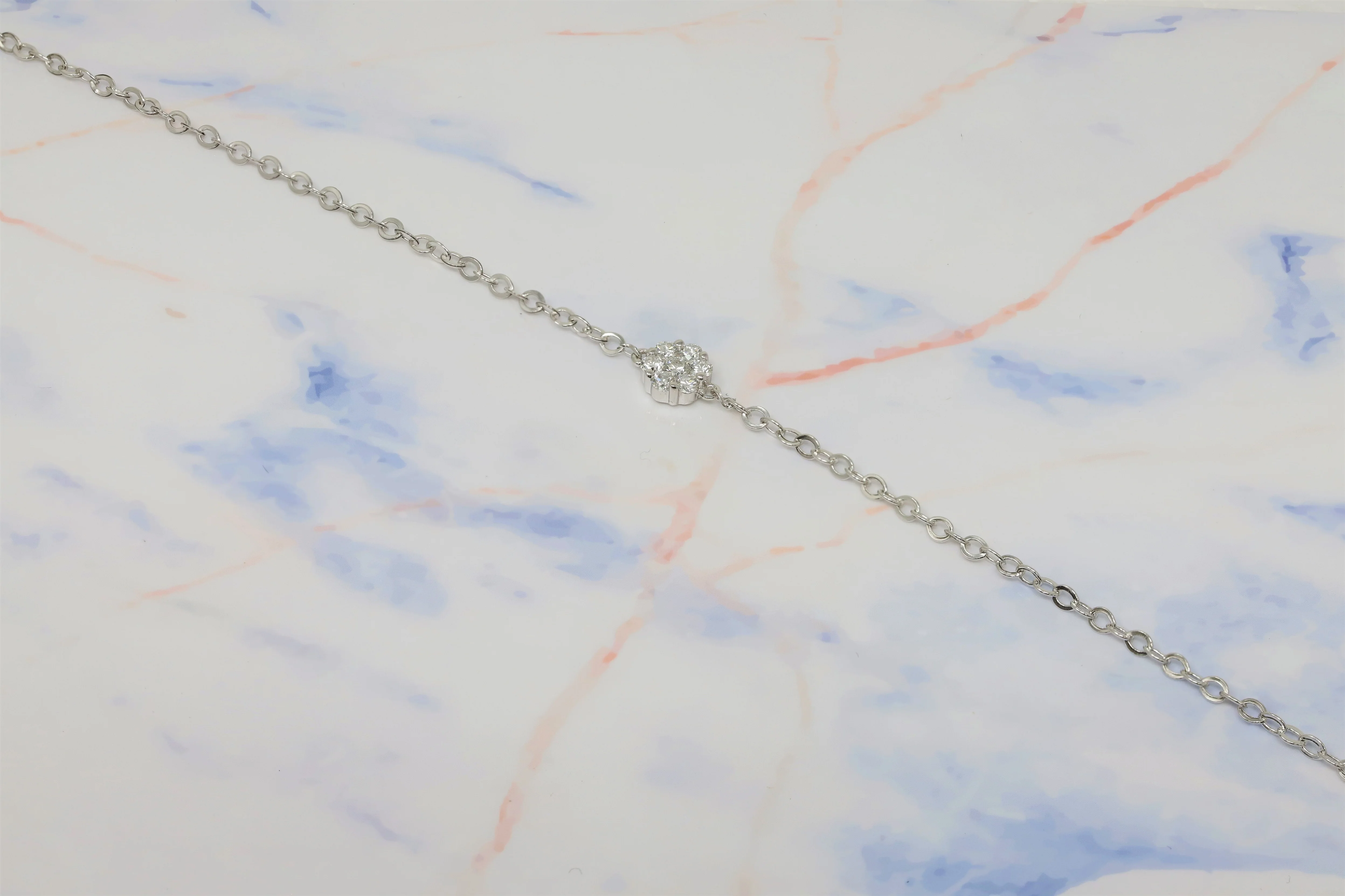 14K White Gold Lab Grown Diamond 1/5 Ct Flower Bracelet with IGI Certificate - Image 5
