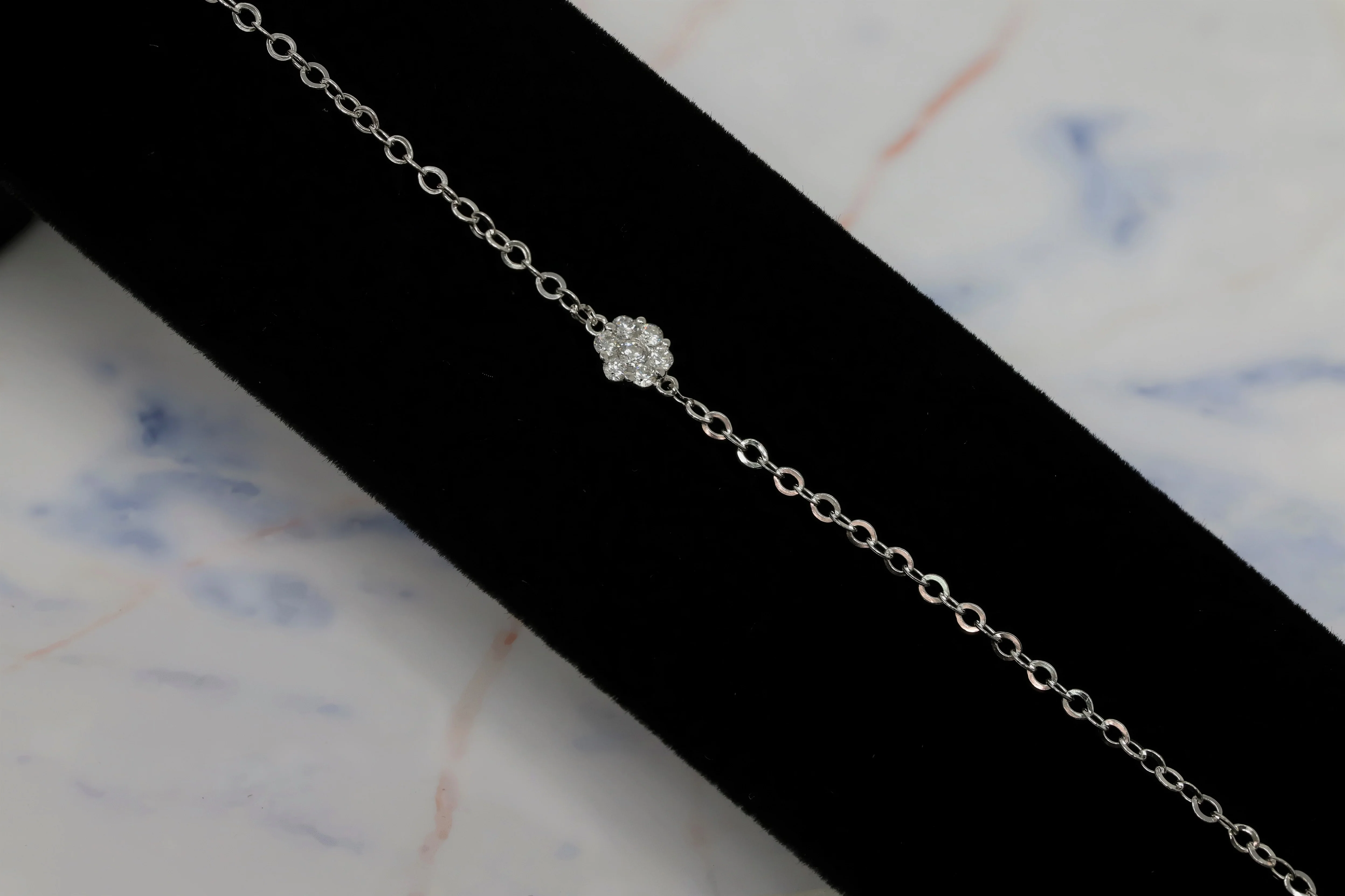 14K White Gold Lab Grown Diamond 1/5 Ct Flower Bracelet with IGI Certificate - Image 7