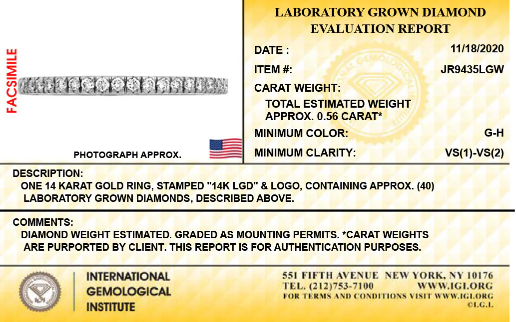 14K White Gold Lab Grown 1/2 Carat Diamond Eternity Band Ring, Size 7 with IGI Certificate - Image 4