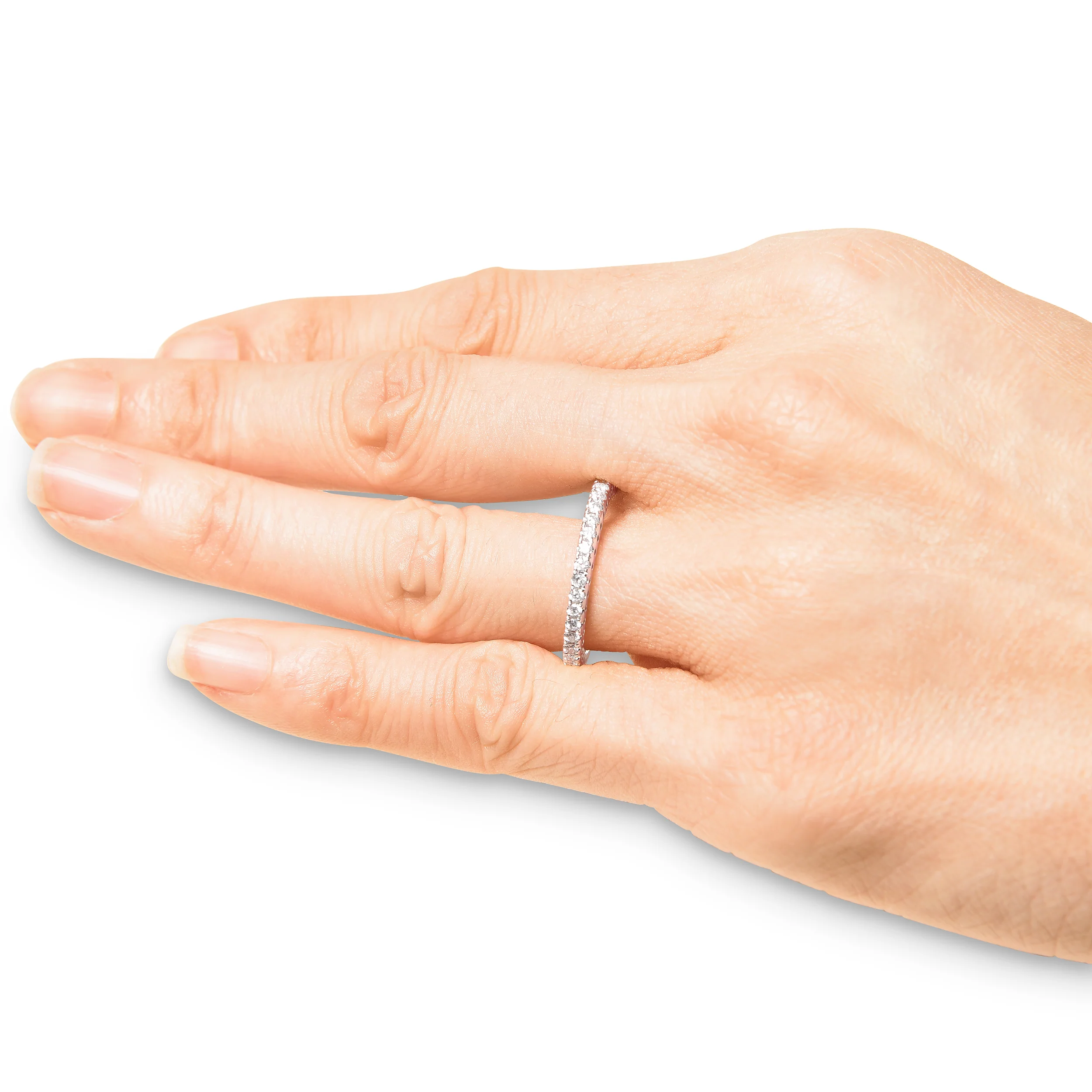 14K White Gold Lab Grown 1/2 Carat Diamond Eternity Band Ring, Size 7 with IGI Certificate - Image 5