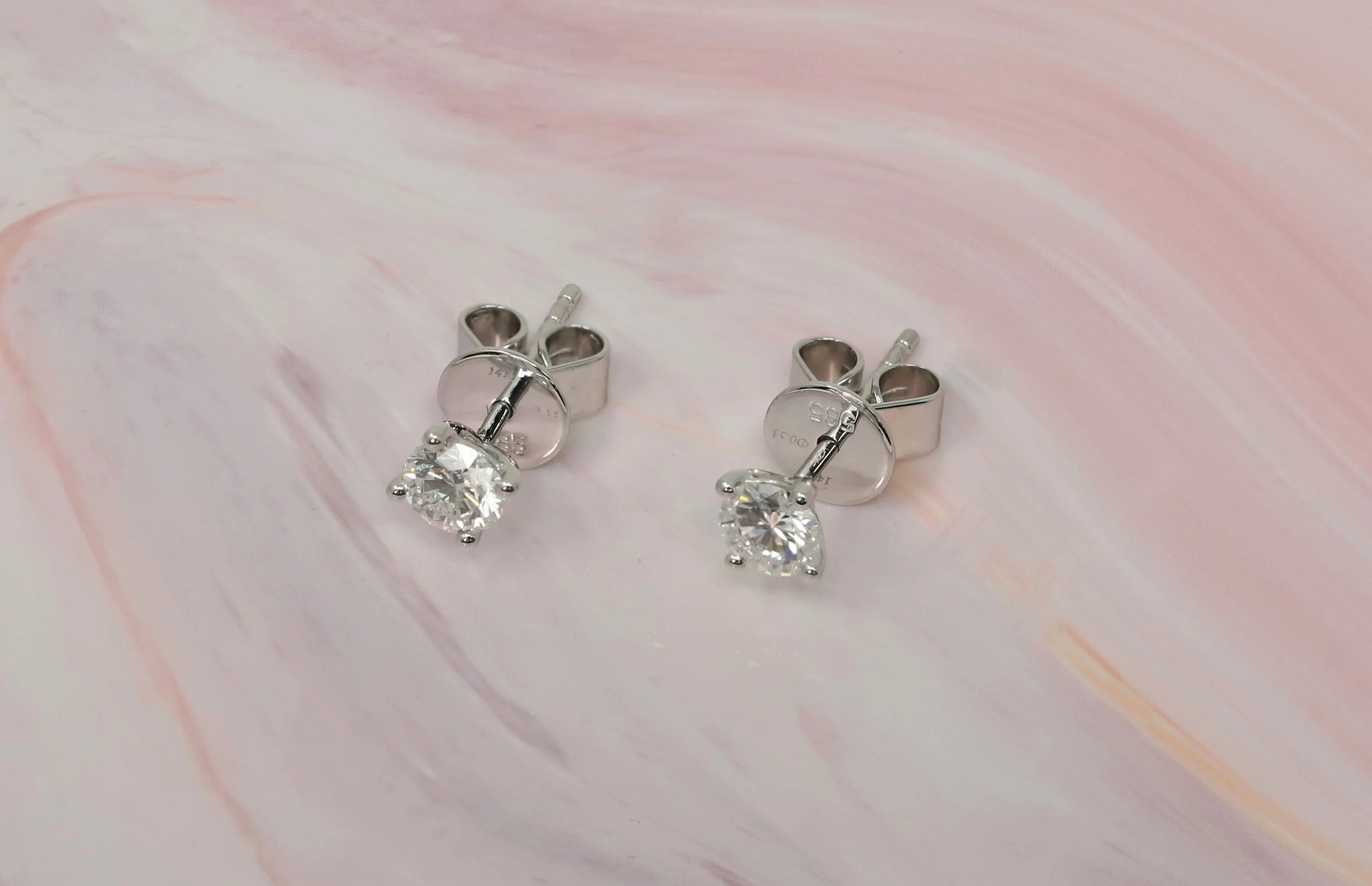 14K White Gold Lab Grown Diamond 1/2 Ct Stud Earrings. G-H Color VS1-VS2 Clarity - Image 4