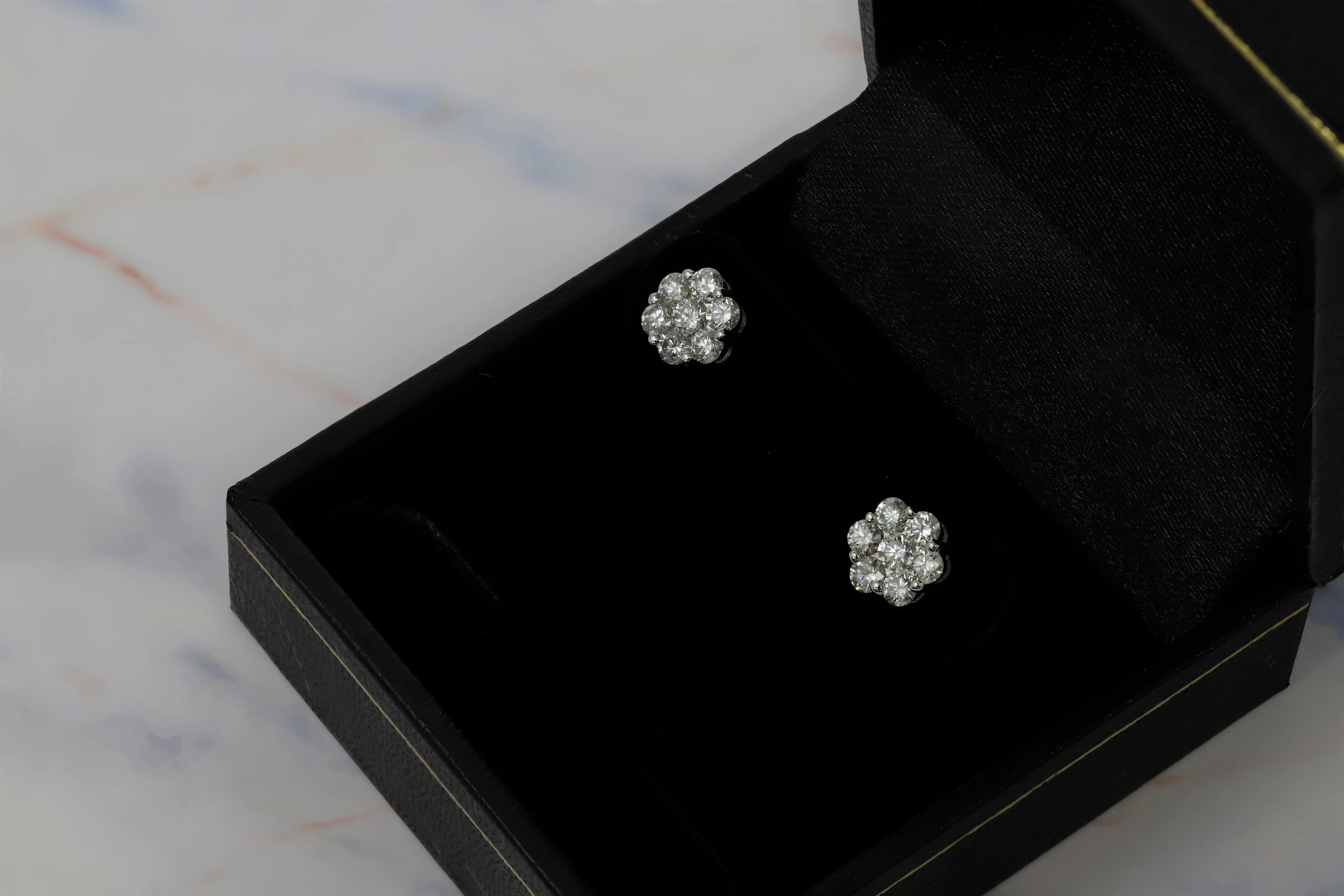 14K White Gold Lab Grown Diamond Flower Earrings. IGI Certified 5/8 CT Total Diamonds. H-I Color VS1-VS2 Clarity - Image 5
