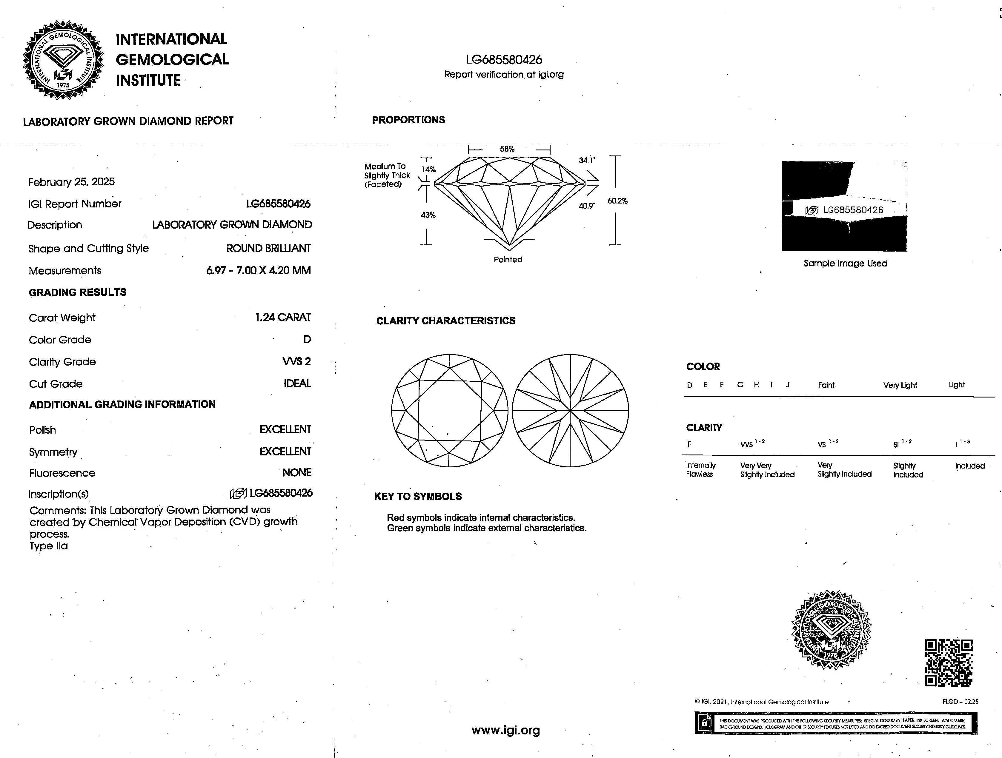 14K White Gold Lab Grown Diamonds 2-1/2 Ct Stud Earrings with IGI Certificate - Image 6