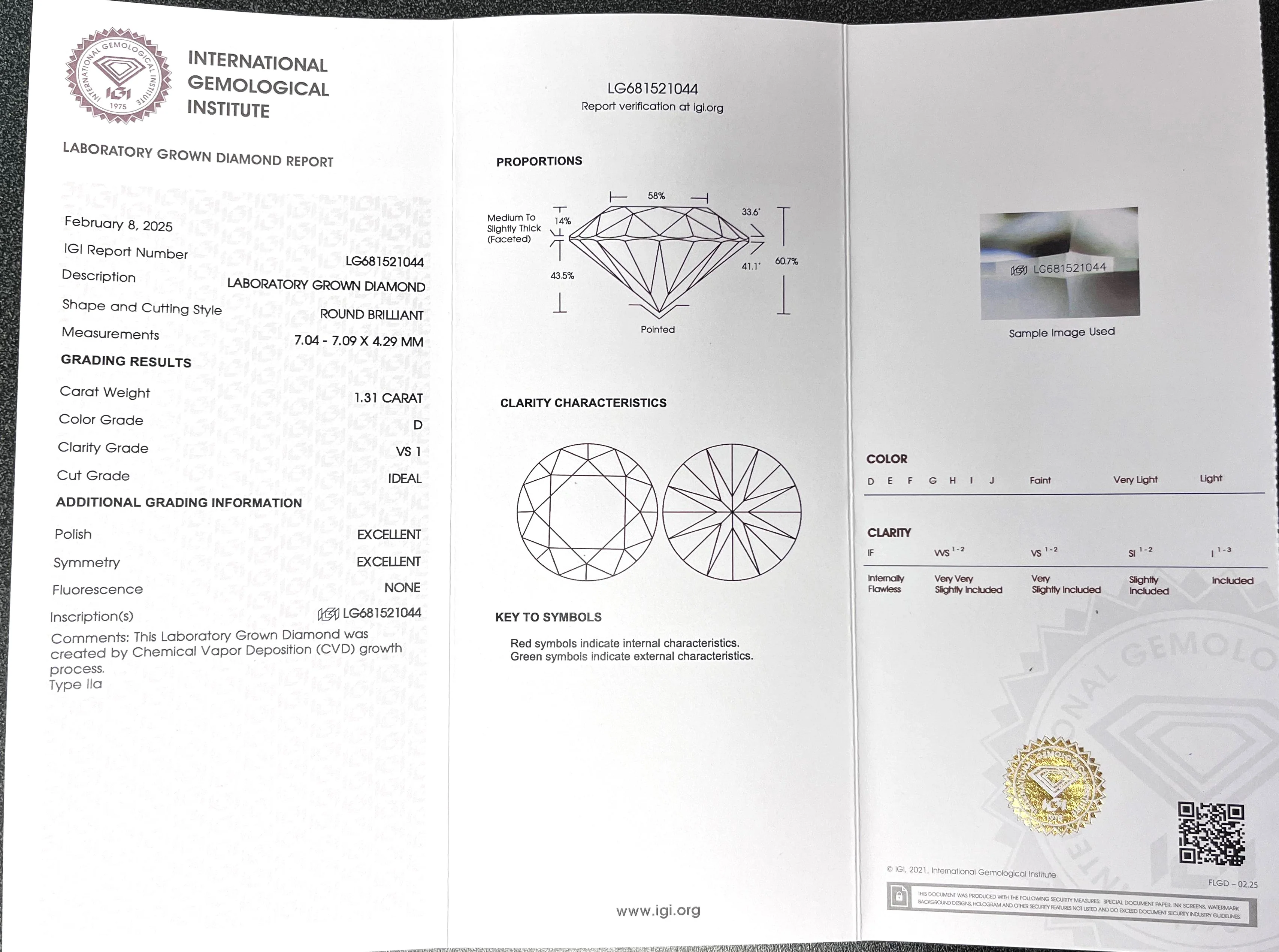 14K White Gold Lab Grown Diamonds 2-5/8 Ct Stud Earrings, IGI Certified, D VS1, D VVS2 - Image 4