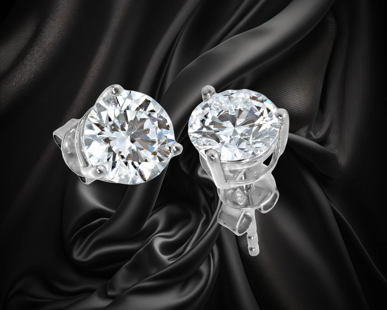 14K White Gold Lab Grown Diamonds 2-1/2 Ct Stud Earrings with IGI Certificate - Image 4