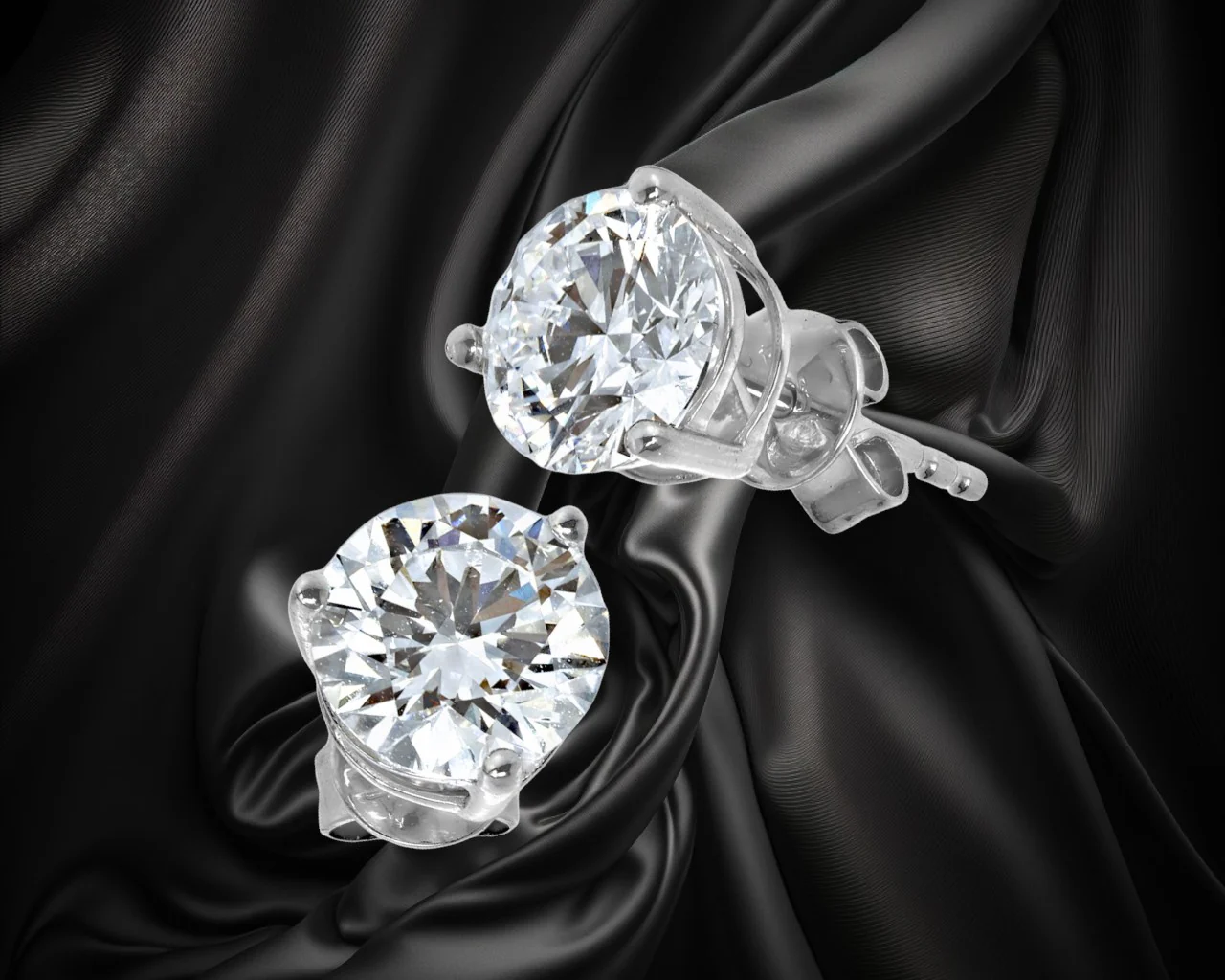 14K White Gold Lab Grown Diamonds 2-1/2 Ct Stud Earrings with IGI Certificate - Image 3