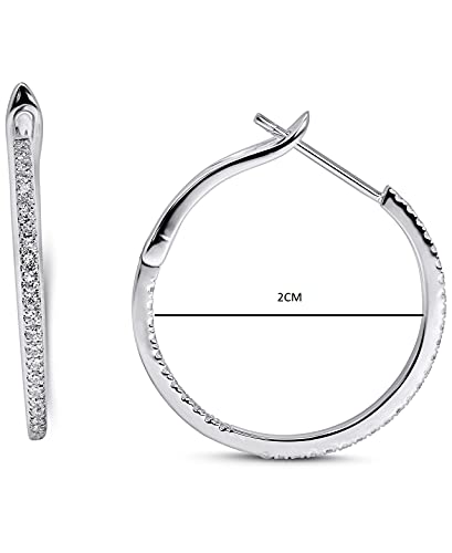 14K White Gold Lab Grown Diamond 3/8 Ct Hoop Earrings 2cm Diameter, with IGI Certificate - Image 5