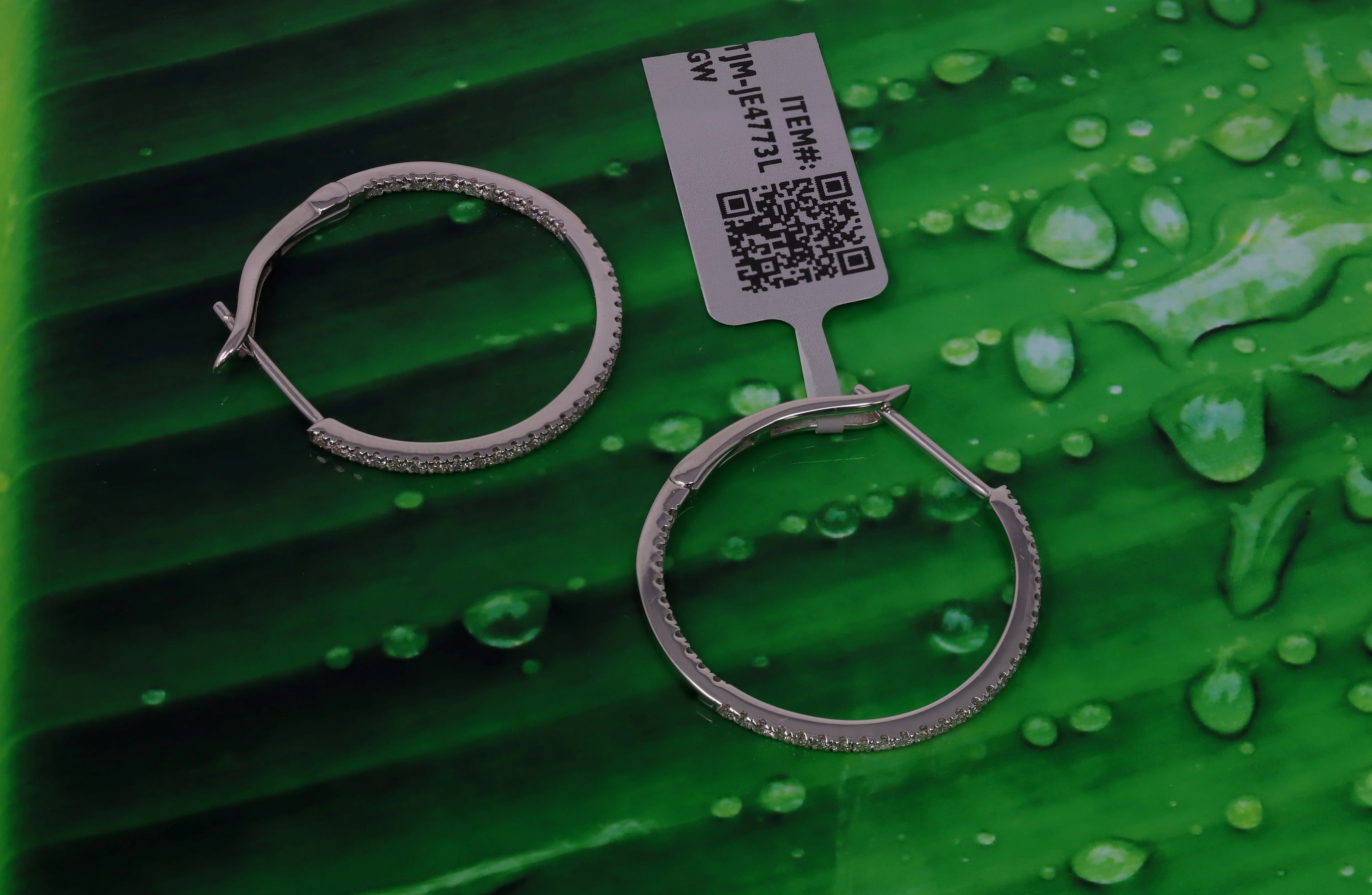 14K White Gold Lab Grown Diamond 3/8 Ct Hoop Earrings 2cm Diameter, with IGI Certificate - Image 7