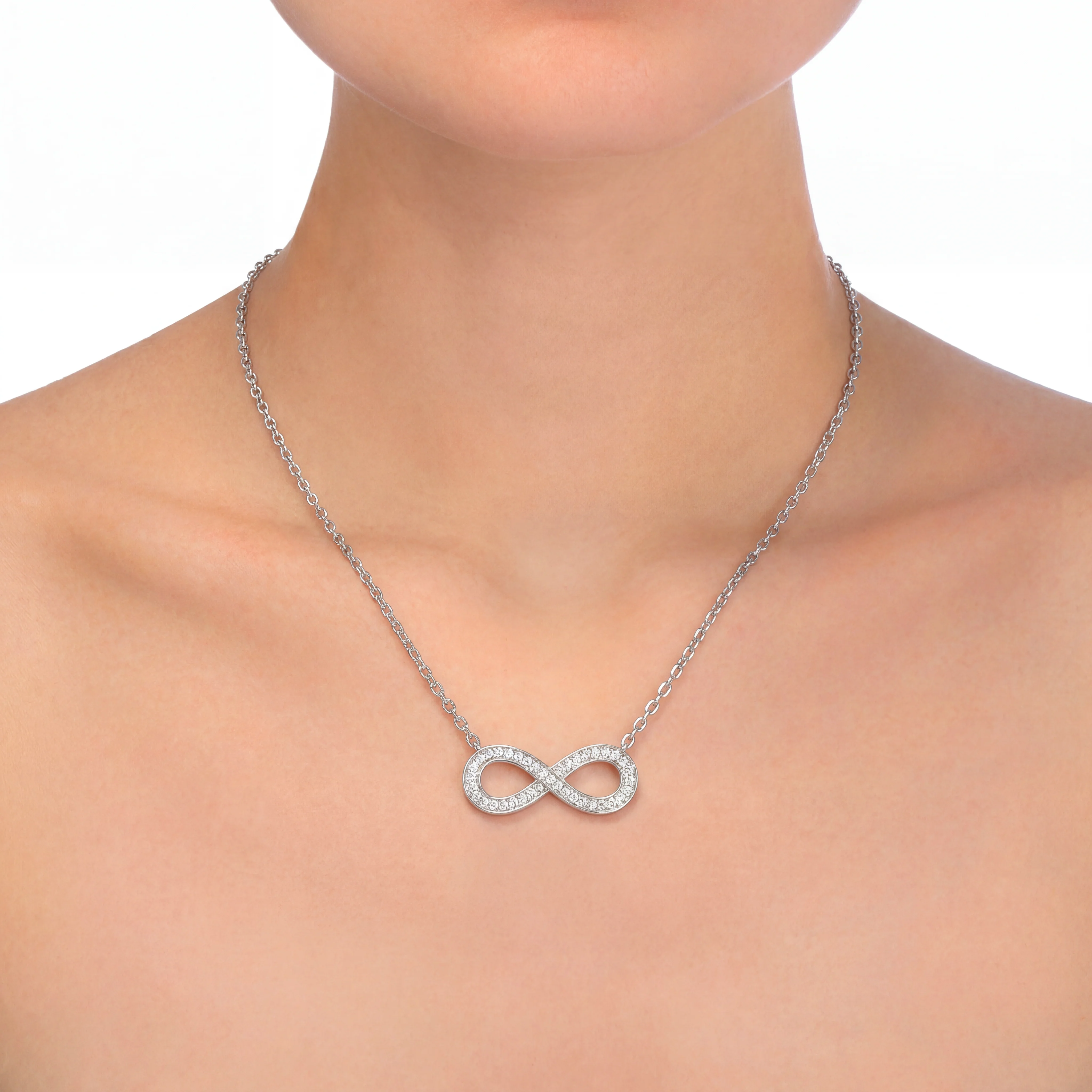 925 Sterling Silver Lab Grown Diamonds 1/3 Ct Infinity Pendant Necklace - Image 3