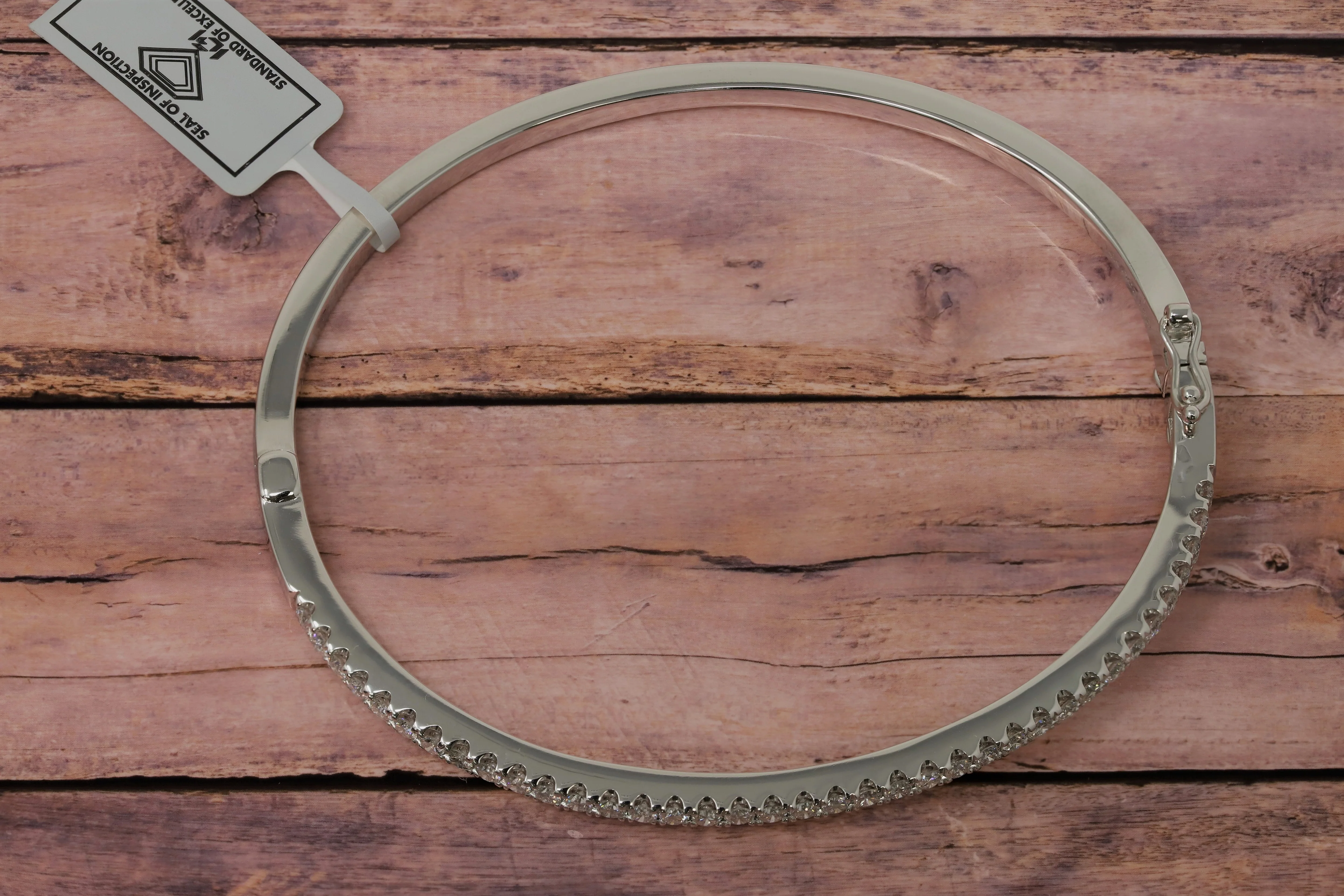 14K White Gold Lab Grown Diamond Bangle Bracelet VS1-VS2, G-H - Image 3
