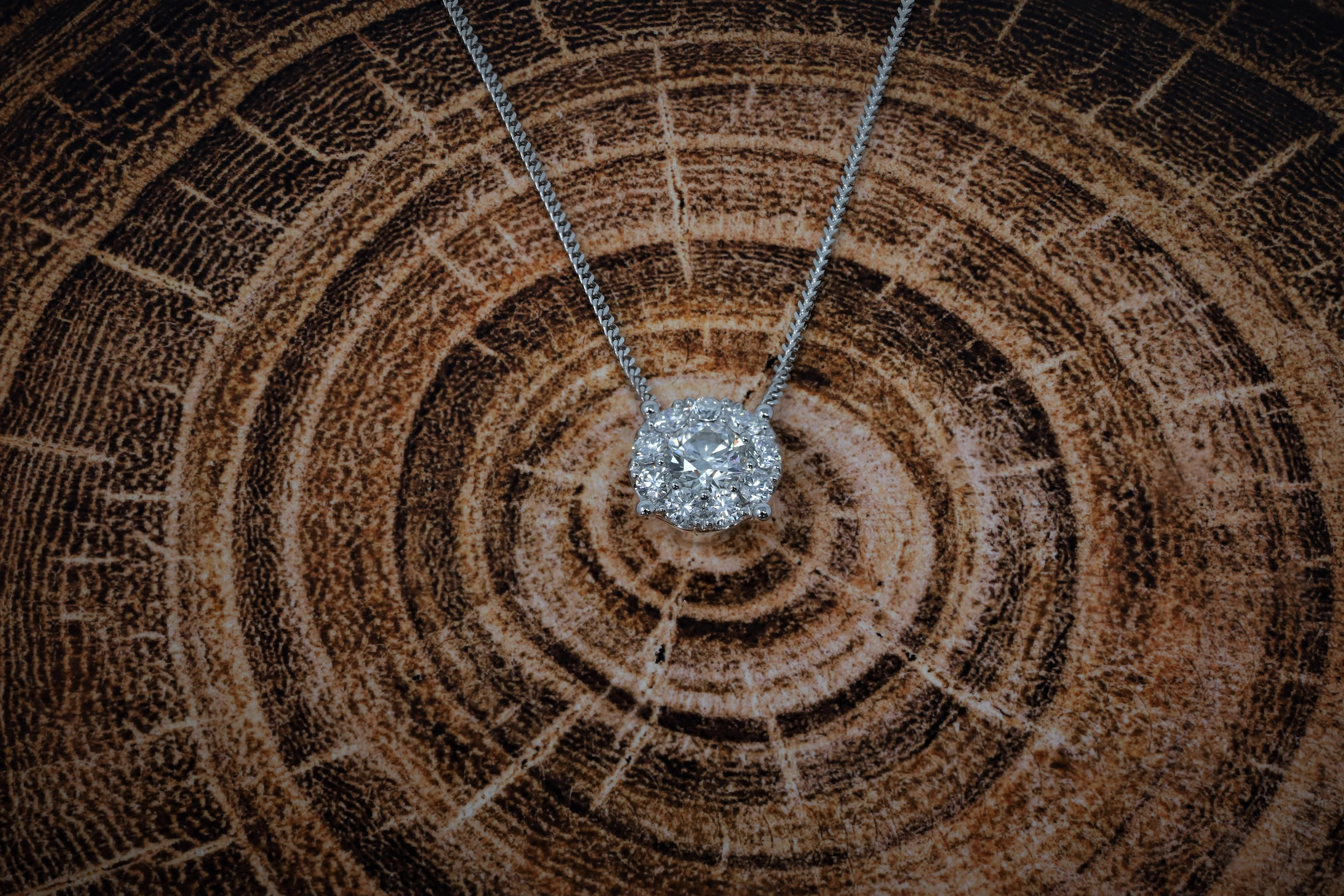 14K White Gold Lab Grown Diamond 7/8 Ct Necklace Pendant with IGI Certificate - Image 5