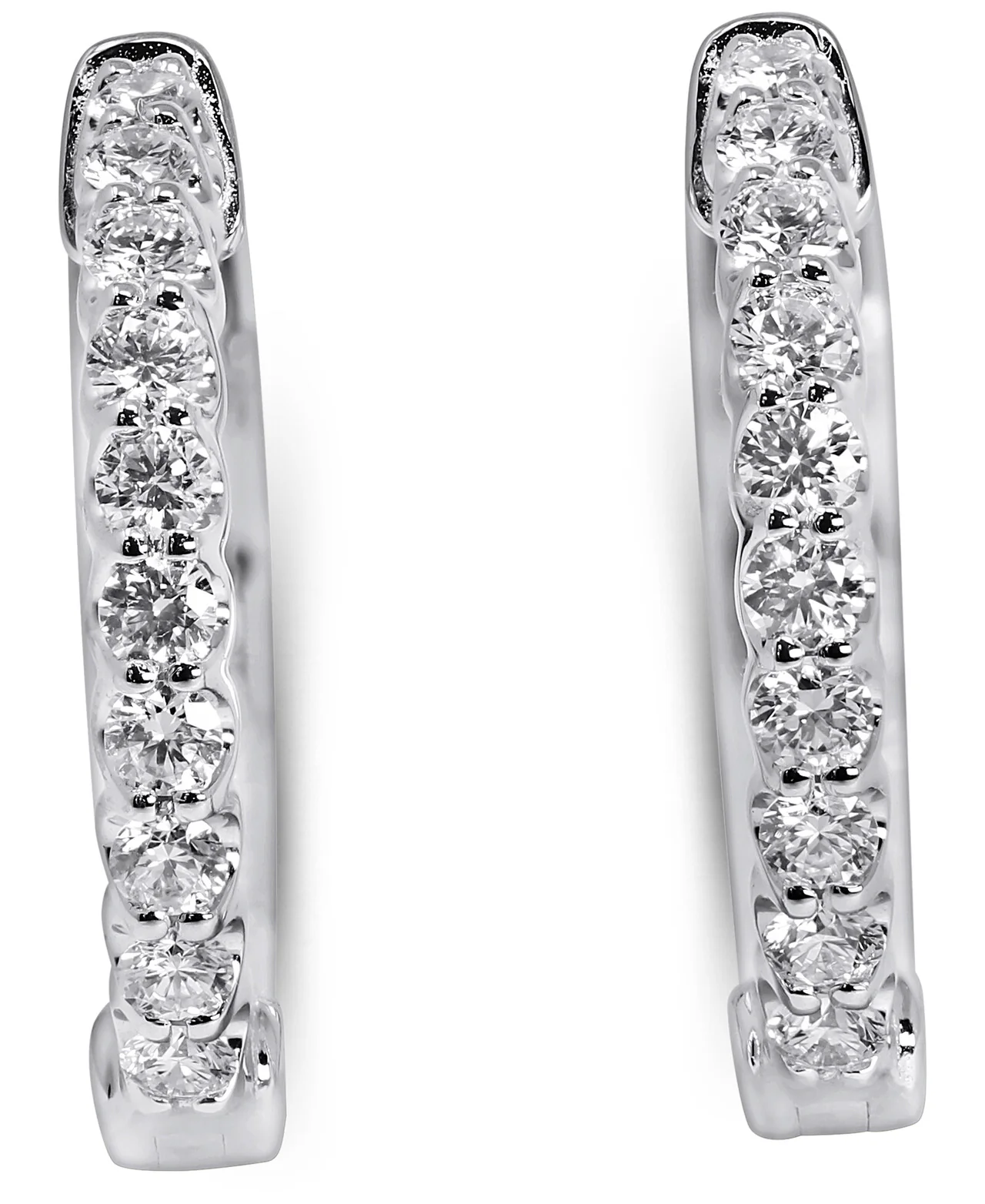 14K White Gold Lab Grown Diamond 3/4 Ct inside out Hoop Earrings, 2cm Diameter, IGI Certificate - Image 3