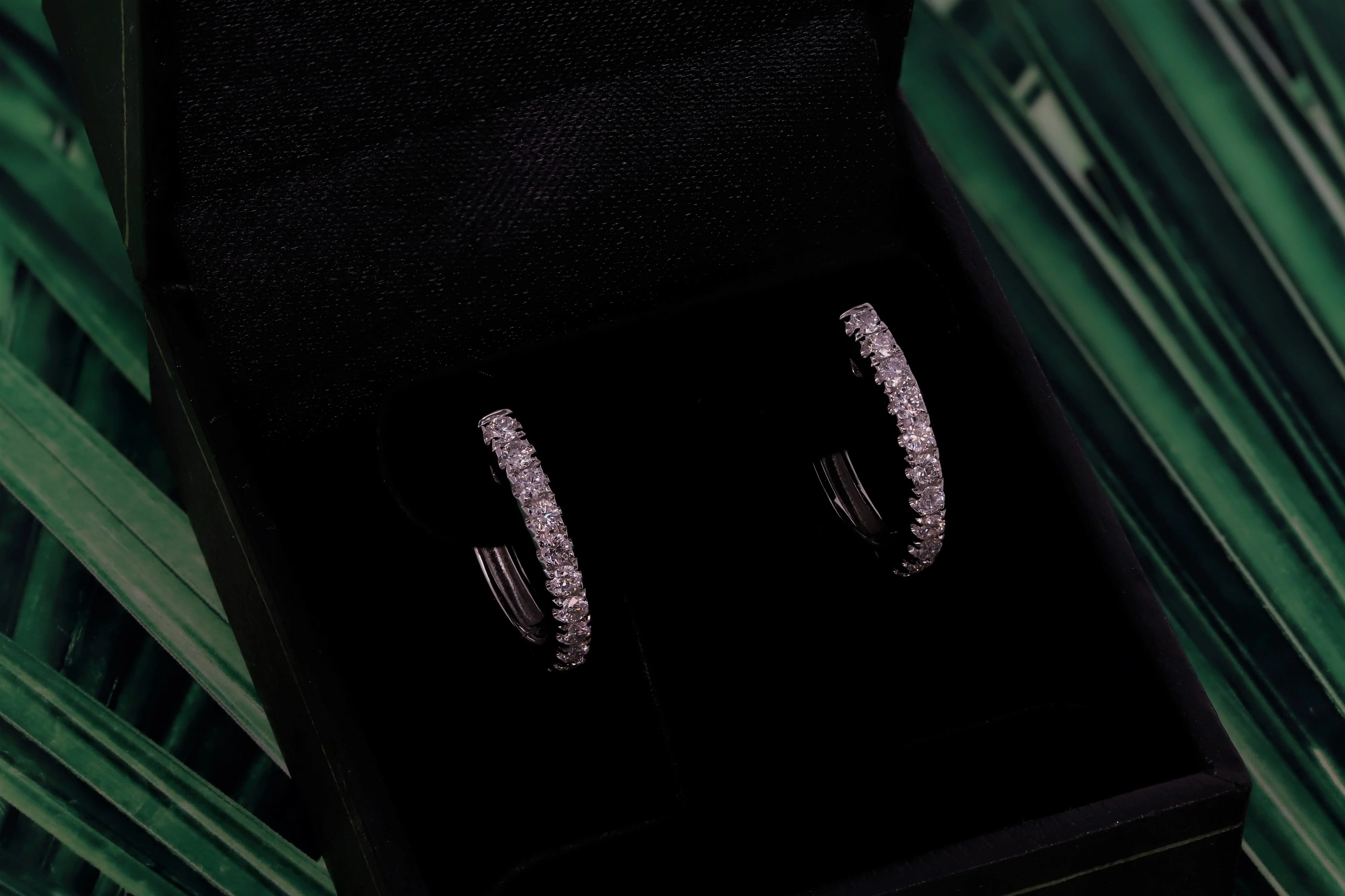 14K White Gold Lab Grown Diamond 3/8 Ct Hoop Earrings 1.5cm Diameter with IGI Certificate - Image 5
