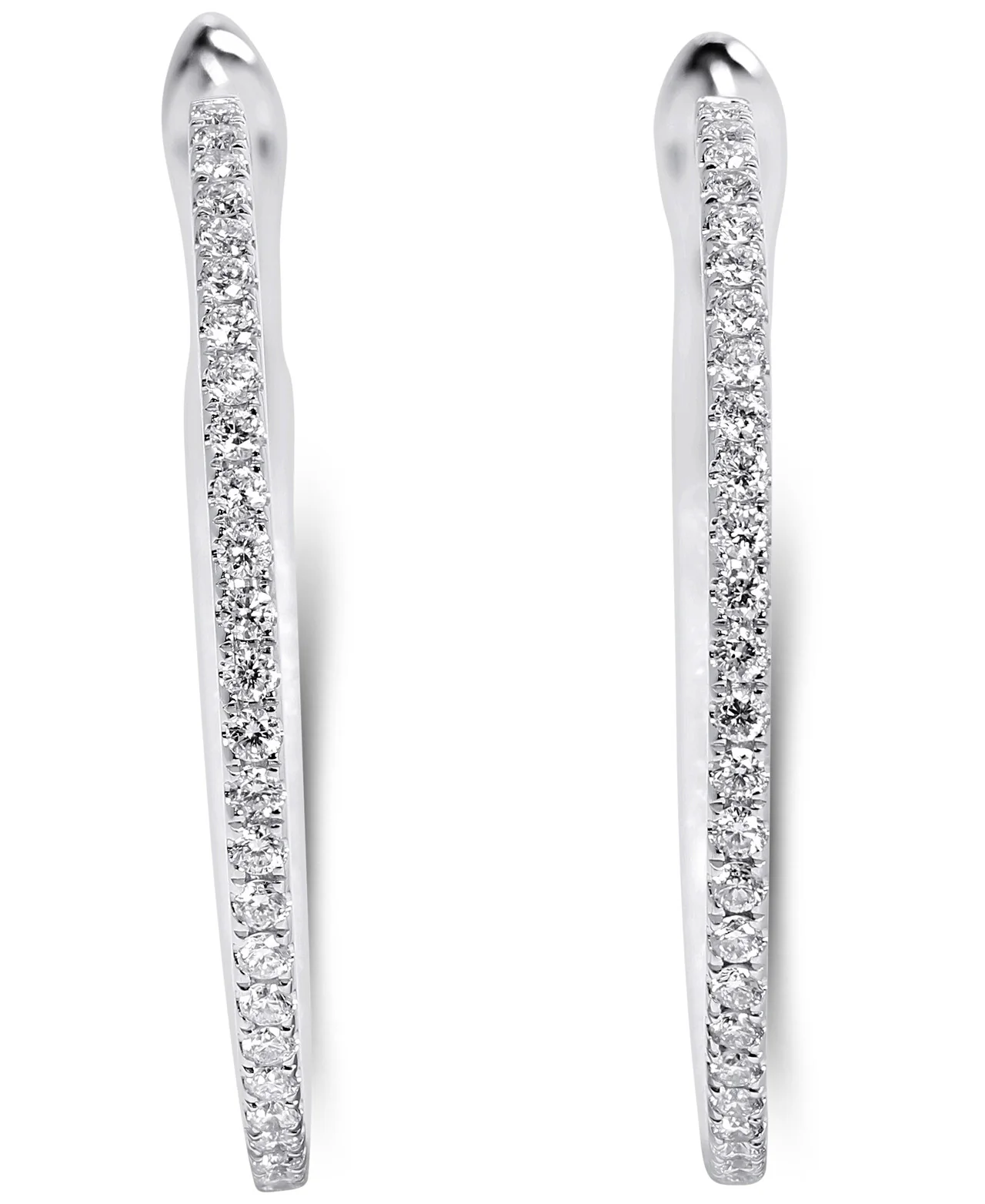 14K White Gold Lab Grown Diamond 1.02 Ct Hoop Earrings, 2 cm Diameter with IGI Certificate - Image 3